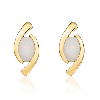 9K Yellow Gold Opal 'Eye' Stud Earrings