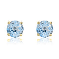 9K Yellow Gold 5mm Round Aquamarine Stud Earrings