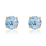 9K Yellow Gold 5mm Round Aquamarine Stud Earrings