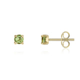 9K Yellow Gold 3mm Round Peridot Stud Earrings