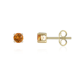 9K Yellow Gold 4mm Round Citrine Stud Earrings