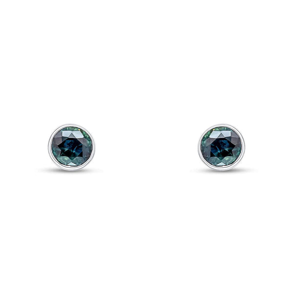 9K White Gold Sapphire Stud Earrings
