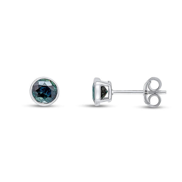 9K White Gold Sapphire Stud Earrings