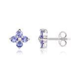 9K White Gold Tanzanite Quatrefoil Stud Earrings