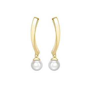 9K Yellow Gold Freshwater Pearl Drop Earrings