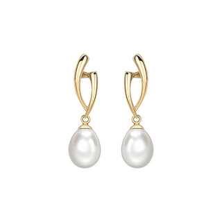 9K Yellow Gold Freshwater Pearl Drop Earrings