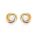 9K 3 Colour Gold Twist Pearl Stud Earrings