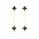 9K Yellow Gold Malachite Petal Drop Earrings