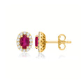 9K Yellow Gold Ruby & Diamond Stud Earrings