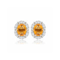 9K Yellow Gold Citrine & Diamond Stud Earrings