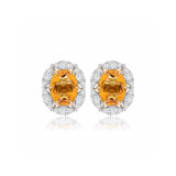 9K Yellow Gold Citrine & Diamond Stud Earrings