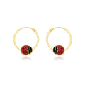 9K Yellow Gold Enamel Ladybird Hoop Earrings