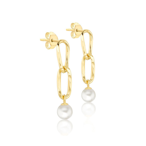9K Yellow Gold Freshwater Pearls Drop Earrings