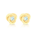 9K Yellow Gold Blue Topaz Knot Stud Earrings