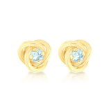 9K Yellow Gold Blue Topaz Knot Stud Earrings