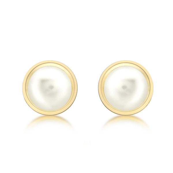 9K Yellow Gold 7mm Freshwater Pearl Stud Earrings