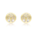 9K Yellow Gold Mother of Pearl 'Tree of Life' Stud Earrings