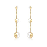 9K Yellow Gold Freshwater Pearl Graduated Drop Earrings