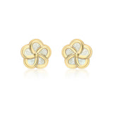 9K Yellow Gold Mother of Pearl Flower Stud Earrings