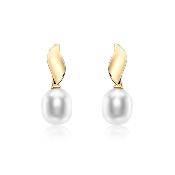 9K Yellow Gold Freshwater Pearl Stud Earrings