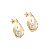9K Yellow Gold Freshwater Pearl Sling Stud Earrings