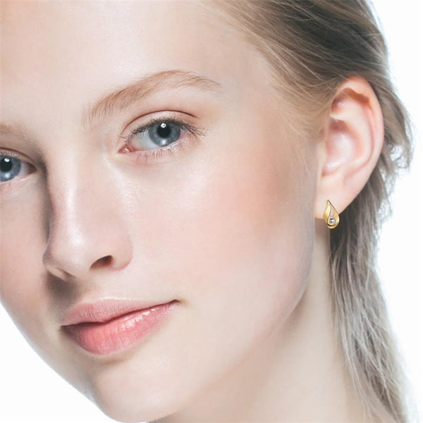 9K Yellow Gold Freshwater Pearl Sling Stud Earrings