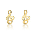9K Yellow Gold Treble Clef Stud Earrings