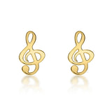9K Yellow Gold Treble Clef Stud Earrings