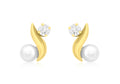 9K Yellow Gold Pearl & Cubic Zirconia Stud  Earrings