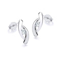 9K White Gold CZ Crossover Stud Earrings