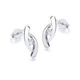9K White Gold CZ Crossover Stud Earrings