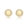 9K Yellow Gold  CZ Disc Stud Earrings