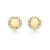 9K Yellow Gold  CZ Disc Stud Earrings