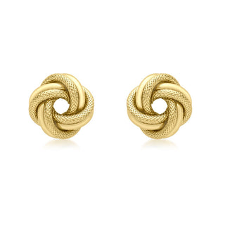 9K Yellow Gold Double Knot Stud Earrings