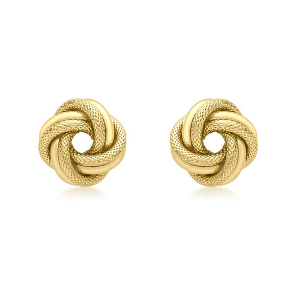 9K Yellow Gold Double Knot Stud Earrings