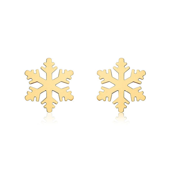 9ct Yellow Gold Snowfake Stud Earrings