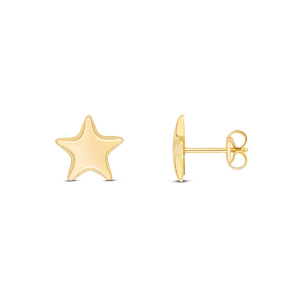 9K Yellow Gold Polished Star Stud Earrings