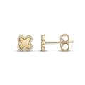 9K Yellow Gold Beaded Edge Clover Stud Earrings