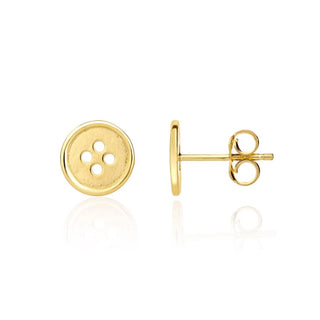 9K Yellow Gold Coat Design Button Stud Earrings