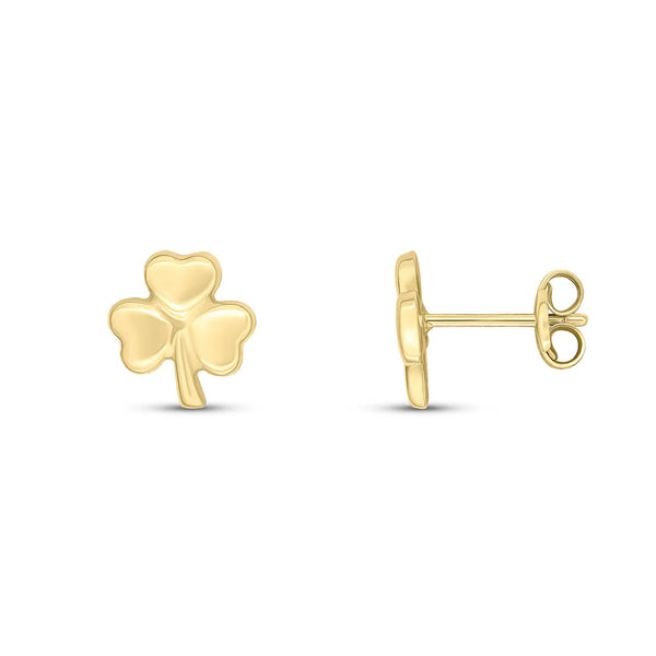 9K Yellow Gold Shamrock Stud Earrings
