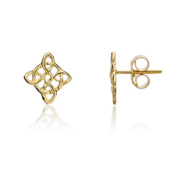 9K Yellow Gold Celtic Style Stud Earrings