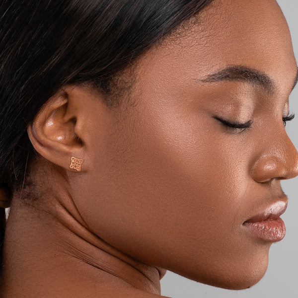 9K Rose Gold Celtic Style Stud Earrings