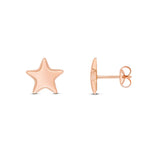 9K Rose Gold Polished Star Stud Earrings