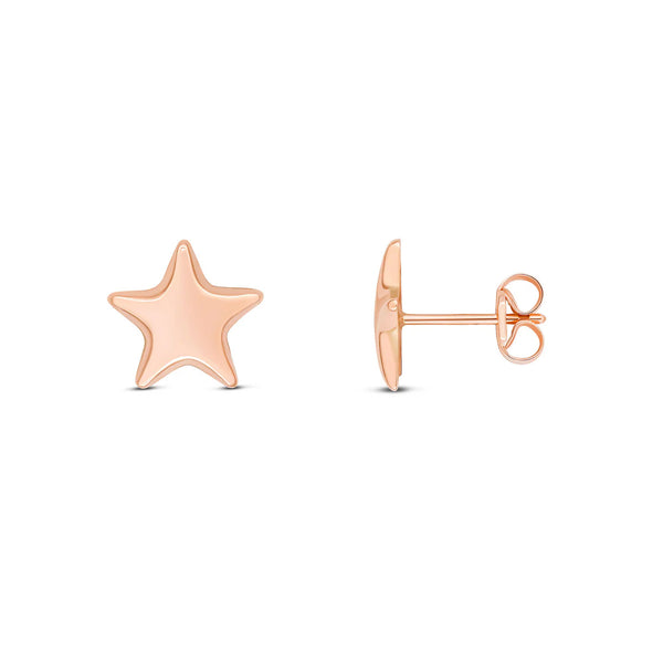 9K Rose Gold Polished Star Stud Earrings