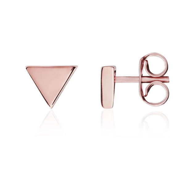 9K Rose Gold Polished Triangle Stud Earrings