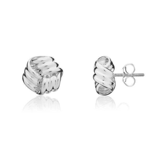 9K White Gold Knot Stud Earrings