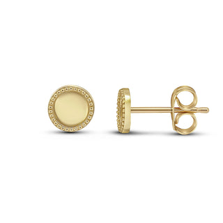 9K White Gold Round Circle Stud Earrings