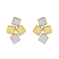 9K 2-Coloured Gold Block Stud Earrings