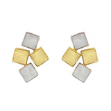 9K 2-Coloured Gold Block Stud Earrings