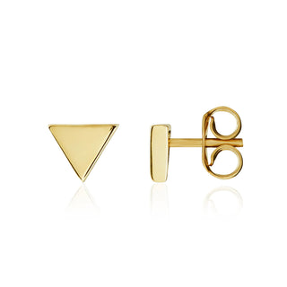 9K Yellow Gold Polished Triangle Stud Earrings